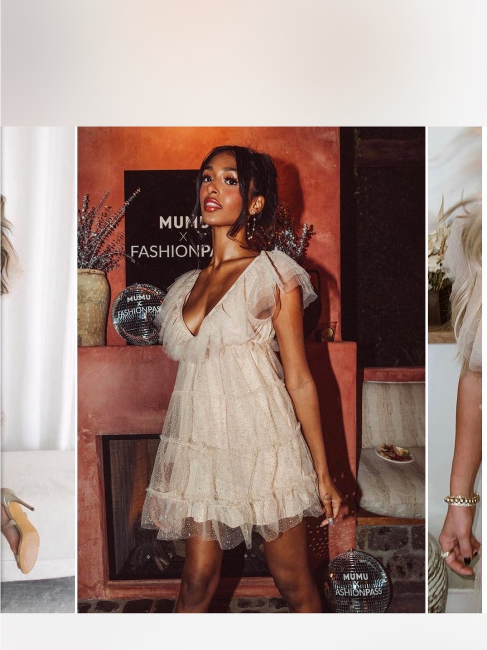 Show me your mumu Ruffled Tulle Mini Dress in Blush